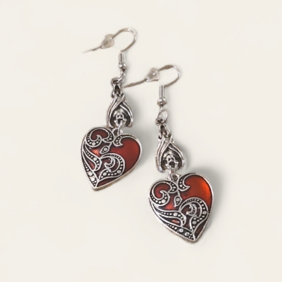 Y2K Love Dripping Oil Pattern Earrings.Handmade Creative Inverted Bat Cool Love. - Picture 8 of 8